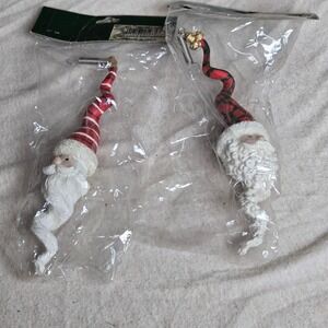 Potpourri Press Icicle Santa Ornaments OS Red new Vintage 2pc Set